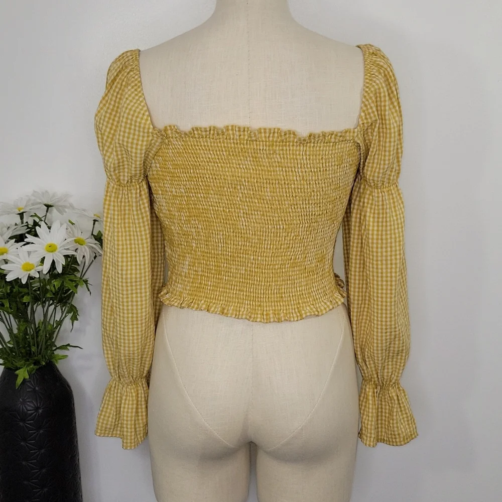 Urban Outfitters Shirred Peasant Cropped Top SZ S - Picture 5 of 10